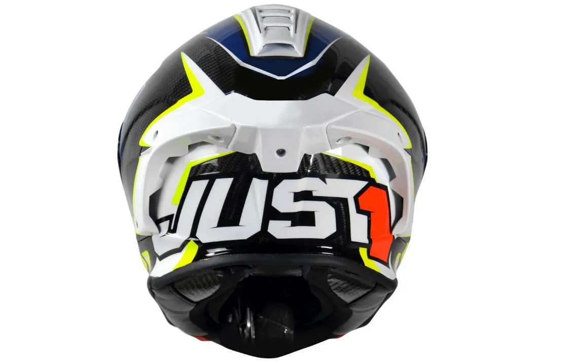 Casco JUST 1 J-GPR Carbono Baldassarri Replica Azul/ Blanco / Fluor y Negro Brillo - Imagen 3