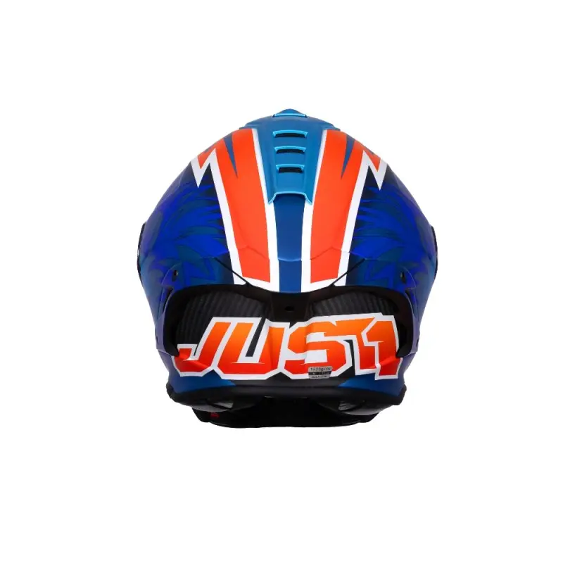 Casco JUST 1 J-GPR Carbono Melandri Replica Blu Rosso Carbon Azul, Naranja y Blanco Brillo - Imagen 3