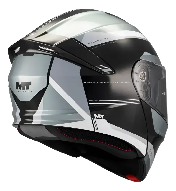 Casco MT Genesis Raccon Gris/ Negro Brillo B12 - Imagen 4