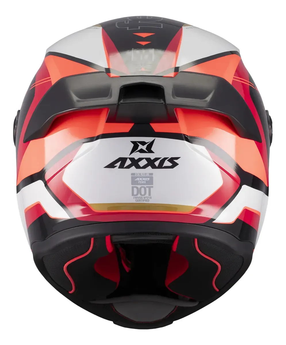 Casco Axxis Fenix Turbulence Rojo Naranja Blanco y Negro Brillo - Imagen 5