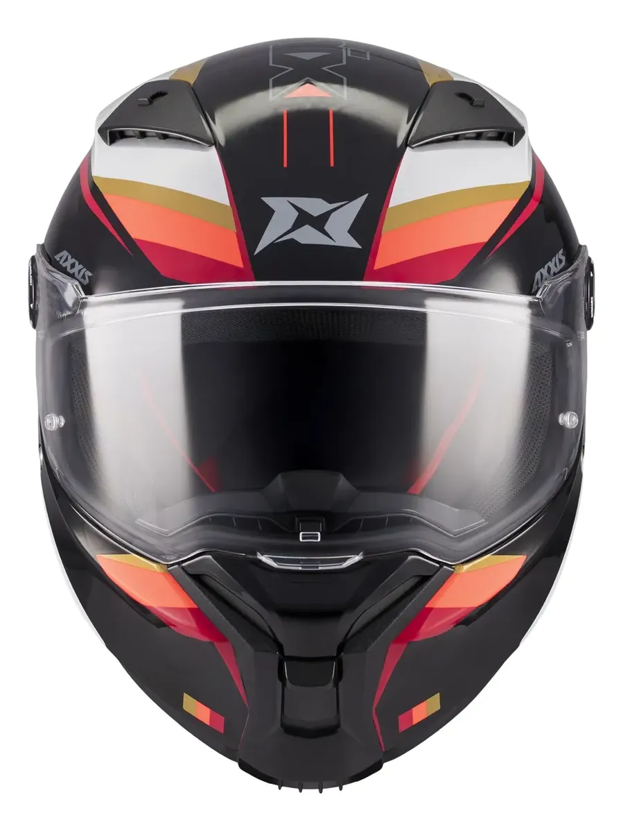 Casco Axxis Fenix Turbulence Rojo Naranja Blanco y Negro Brillo - Imagen 3