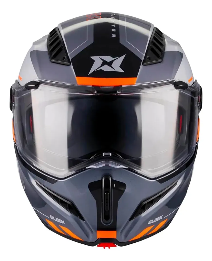 Casco Axxis Ghostfighter rebatible gris/ naranja brilloso - Imagen 3