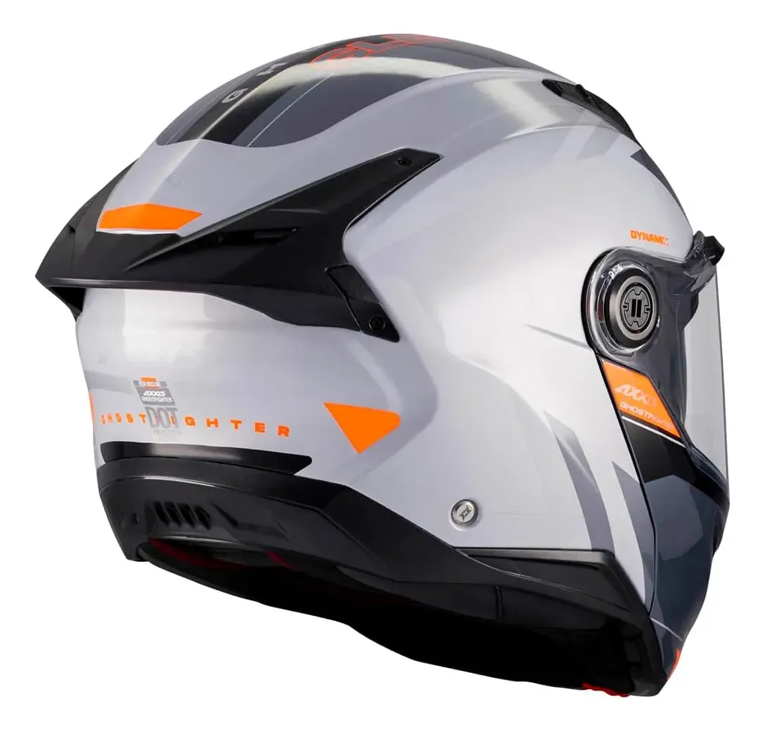 Casco Axxis Ghostfighter rebatible gris/ naranja brilloso - Imagen 4