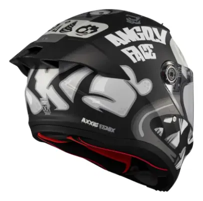 Casco Axxis Fenix Angry Face Negro y Blanco Brillo - Imagen 5