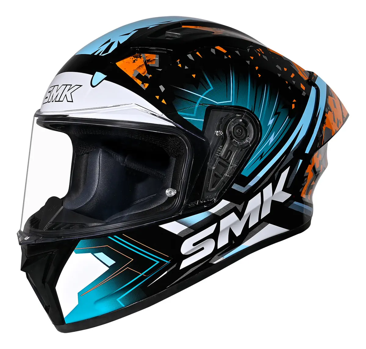 Casco SMK STELLAR Naranja, Celeste y Negro - Imagen 3