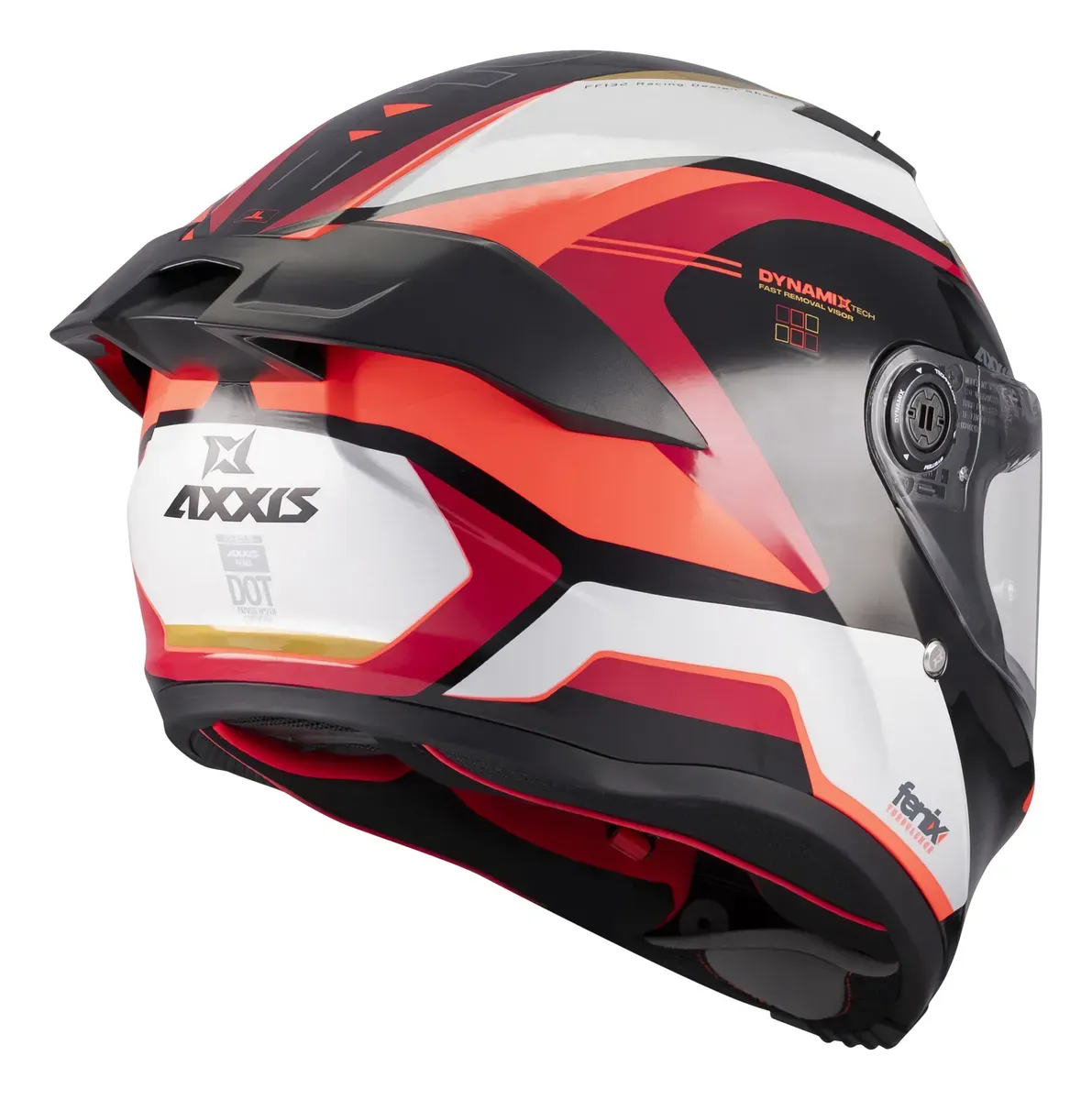 Casco Axxis Fenix Turbulence Rojo Naranja Blanco y Negro Brillo - Imagen 4