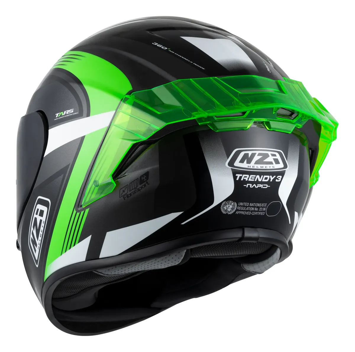 Casco NZI Trendy 3 Rapid Verde y negro brillo - Imagen 4