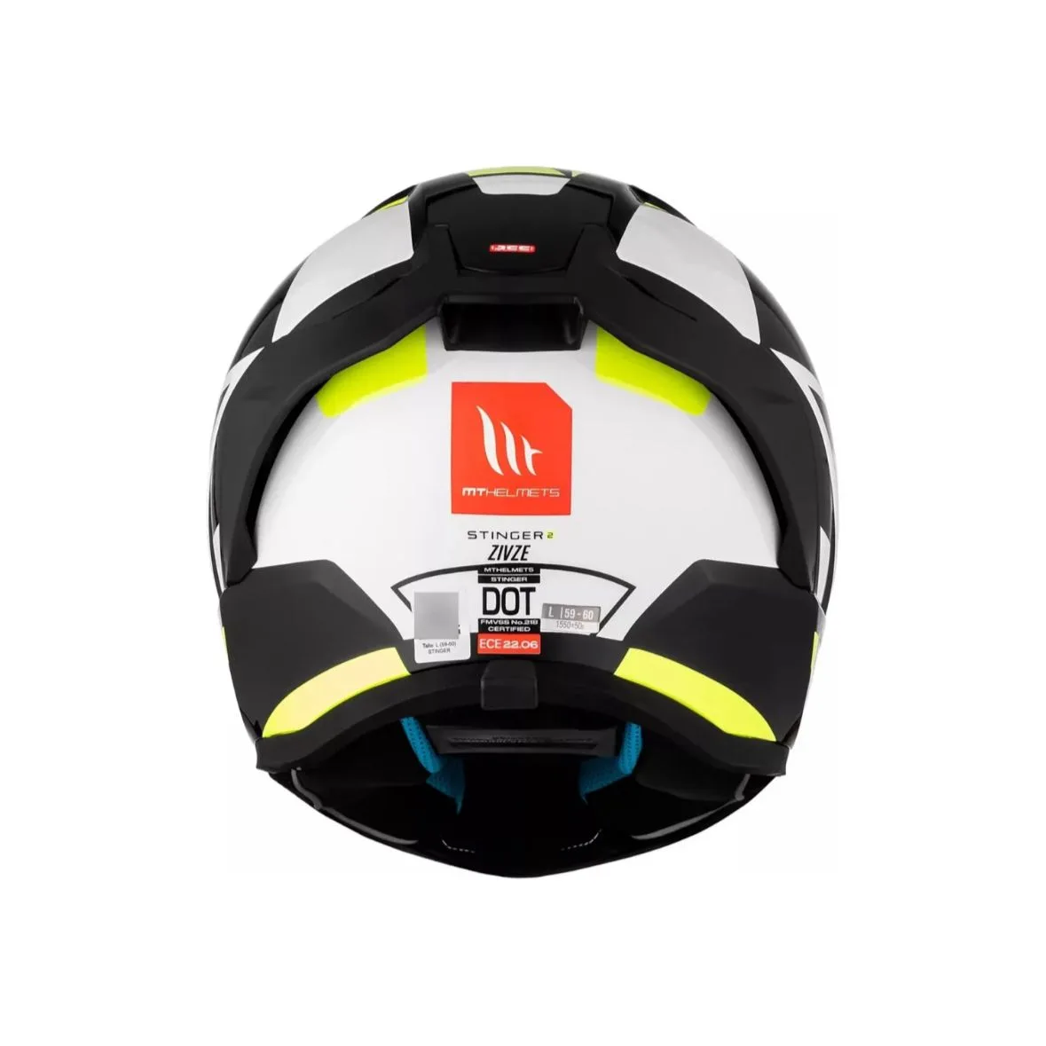 Casco MT Stinger 2 Helmet Blanco Negro y Flúor Brillo - Imagen 4