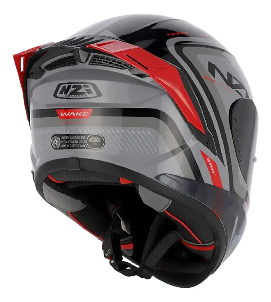 Casco Nzi Wake Stream Booster Integral Rojo/Gris Brillo - Imagen 3