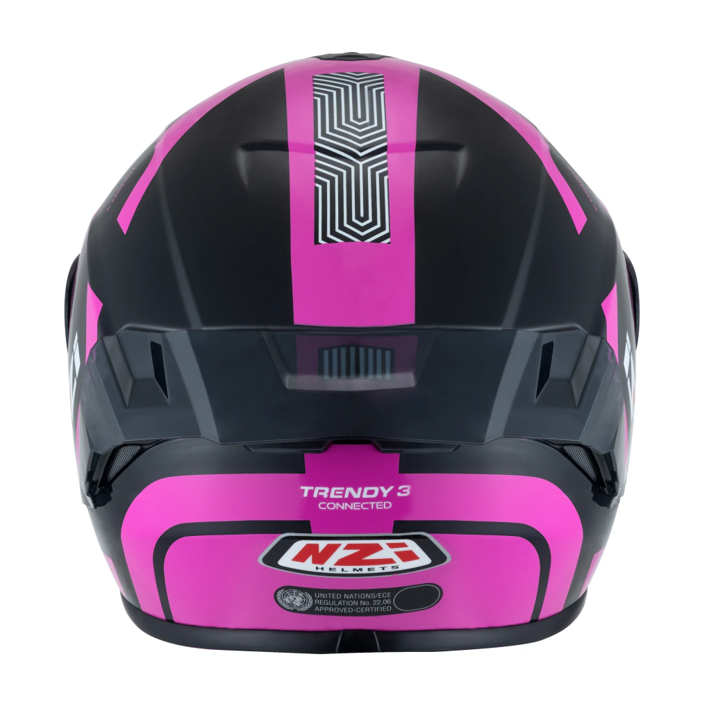Casco Nzi Trendy 3 Negro y Rosado + Visor polarizado + Aleron - Imagen 3