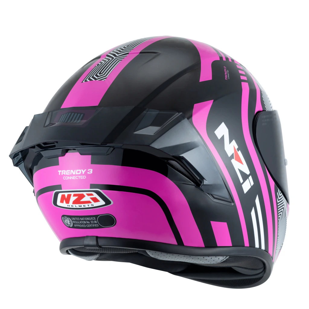 Casco Nzi Trendy 3 Negro y Rosado + Visor polarizado + Aleron - Imagen 4