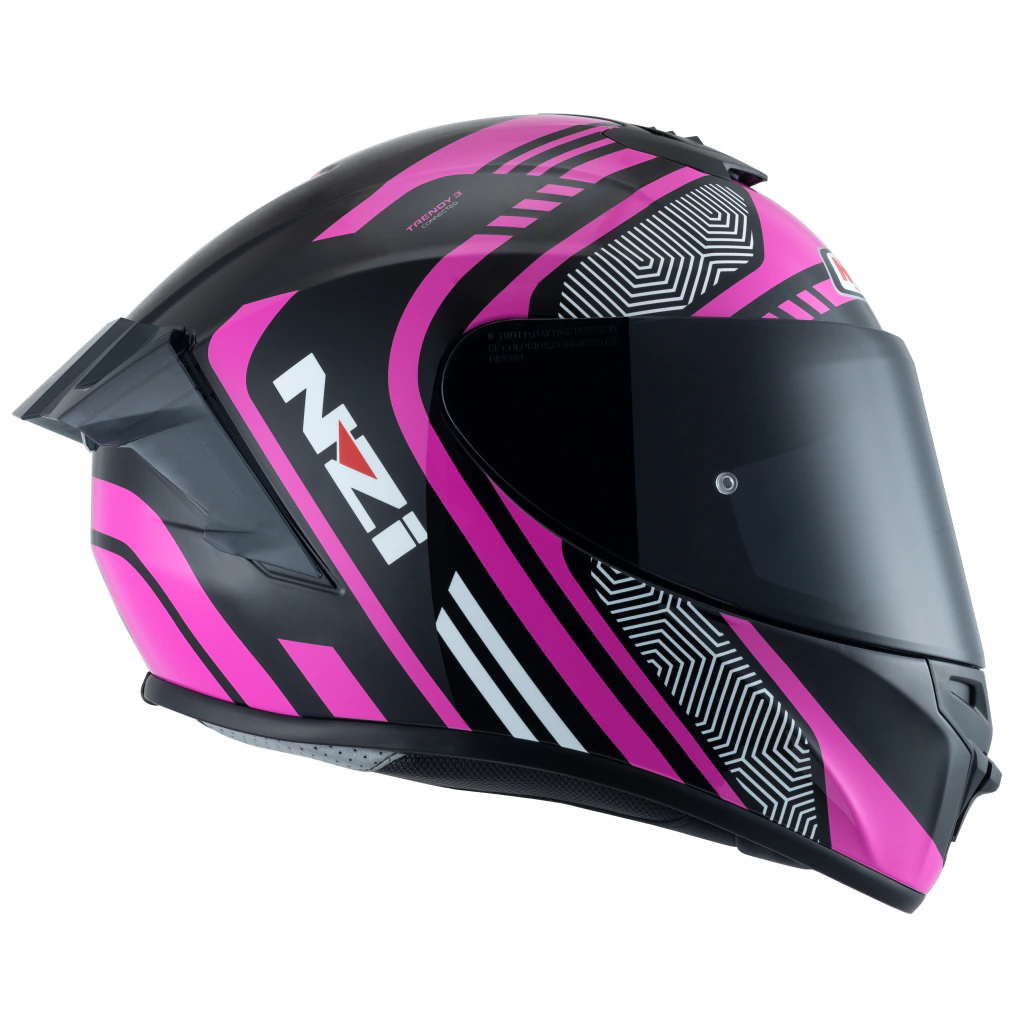 Casco Nzi Trendy 3 Negro y Rosado + Visor polarizado + Aleron - Imagen 5