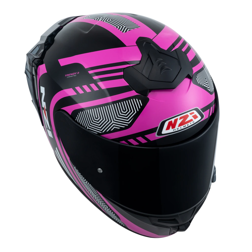 Casco Nzi Trendy 3 Negro y Rosado + Visor polarizado + Aleron - Imagen 6